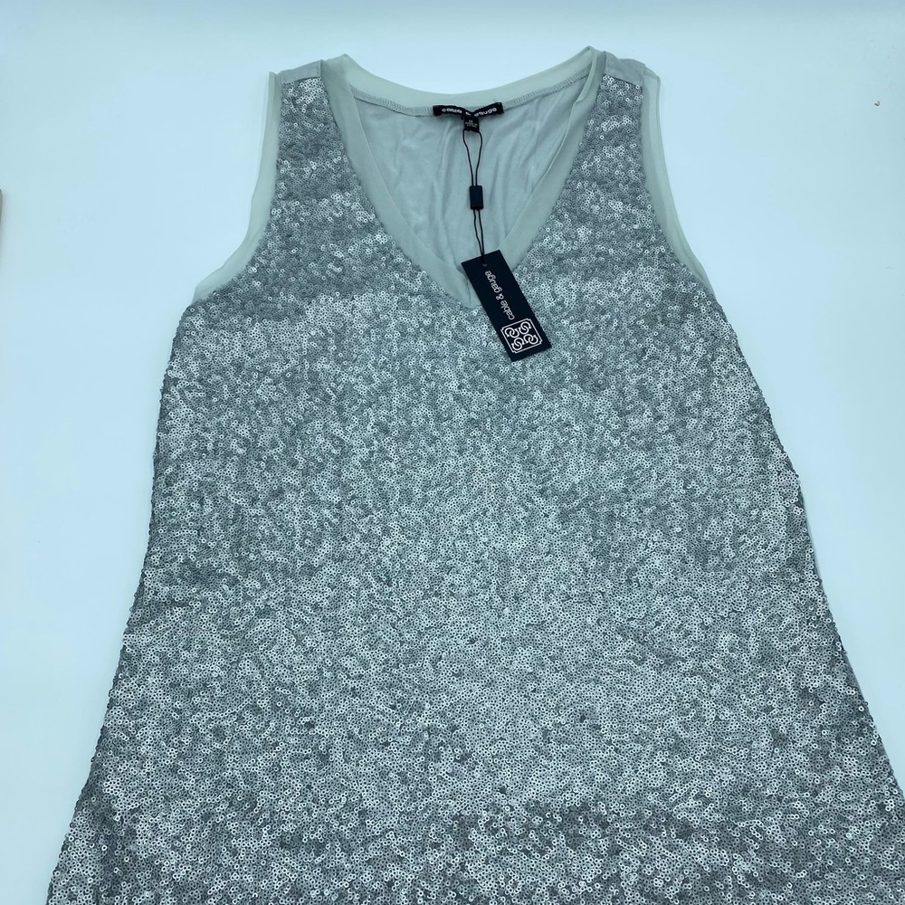 Cable & Gauge Light Sage‎ Green Sequined Tank Top - Medium